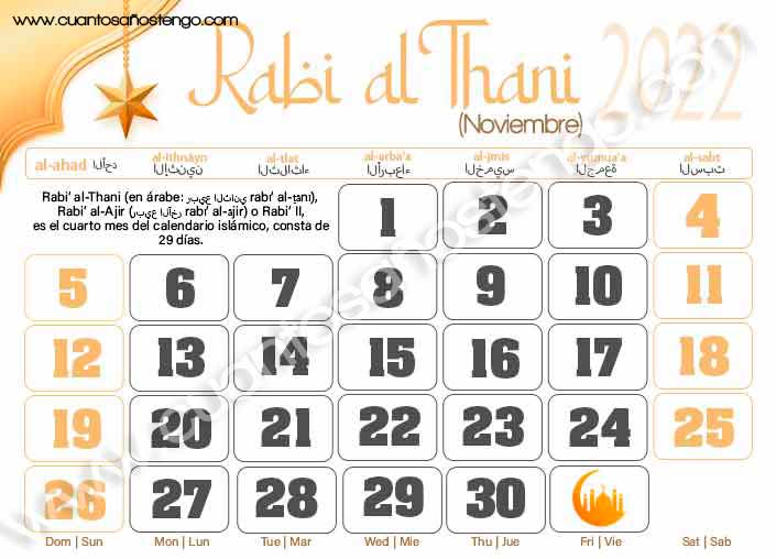 Calendario islam noviembre